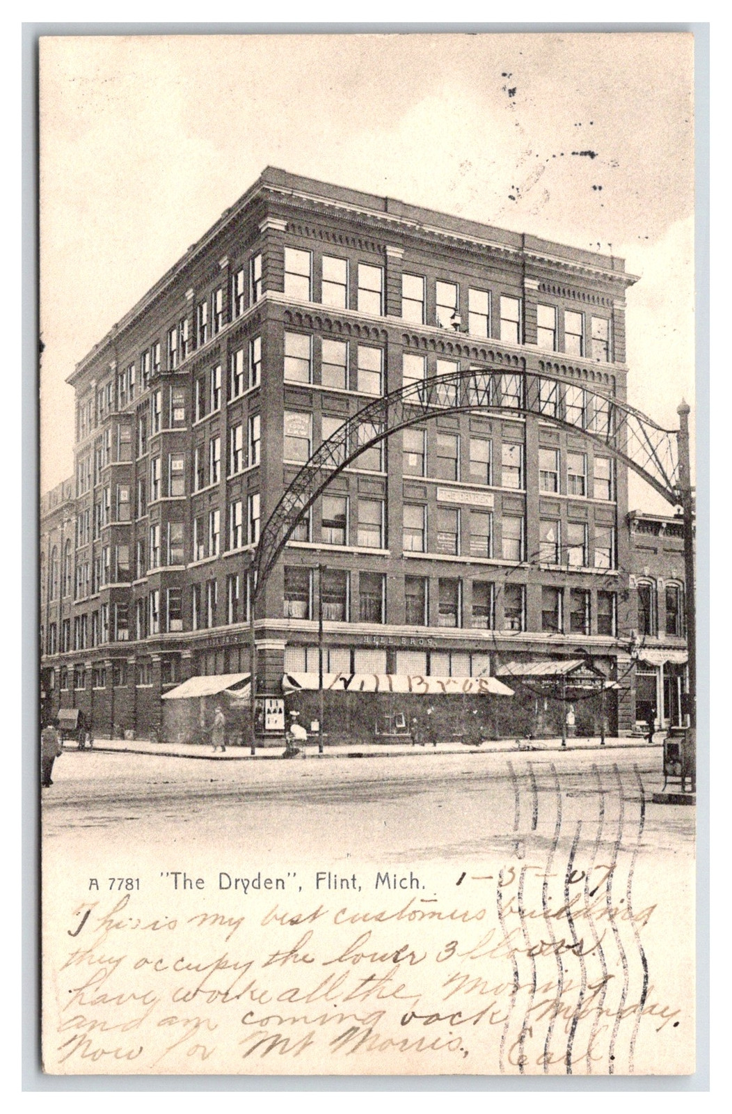 MI Michigan Flint The Dryden Hotel Building Downtown Early View
