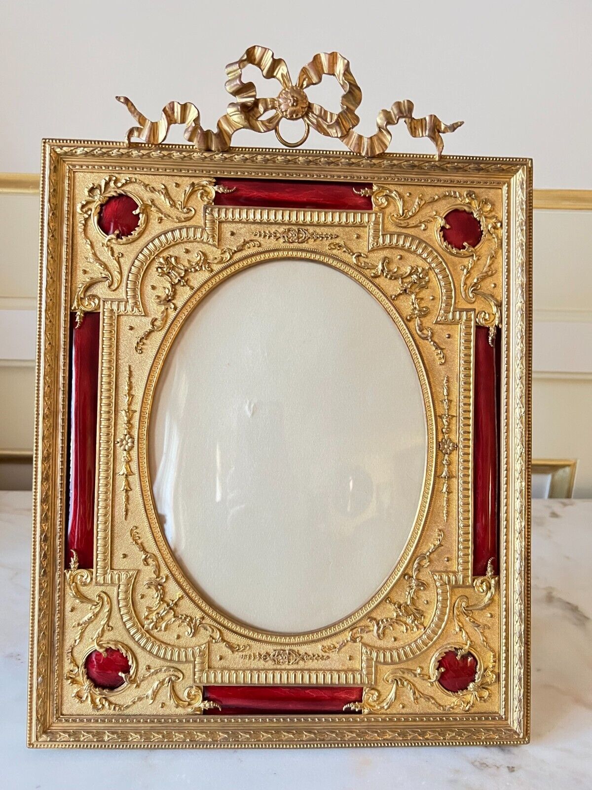MAGNIFICENT 1900\'S FRENCH ENAMELED BRONZE PICTURE FRAME \'MUST SEE\'