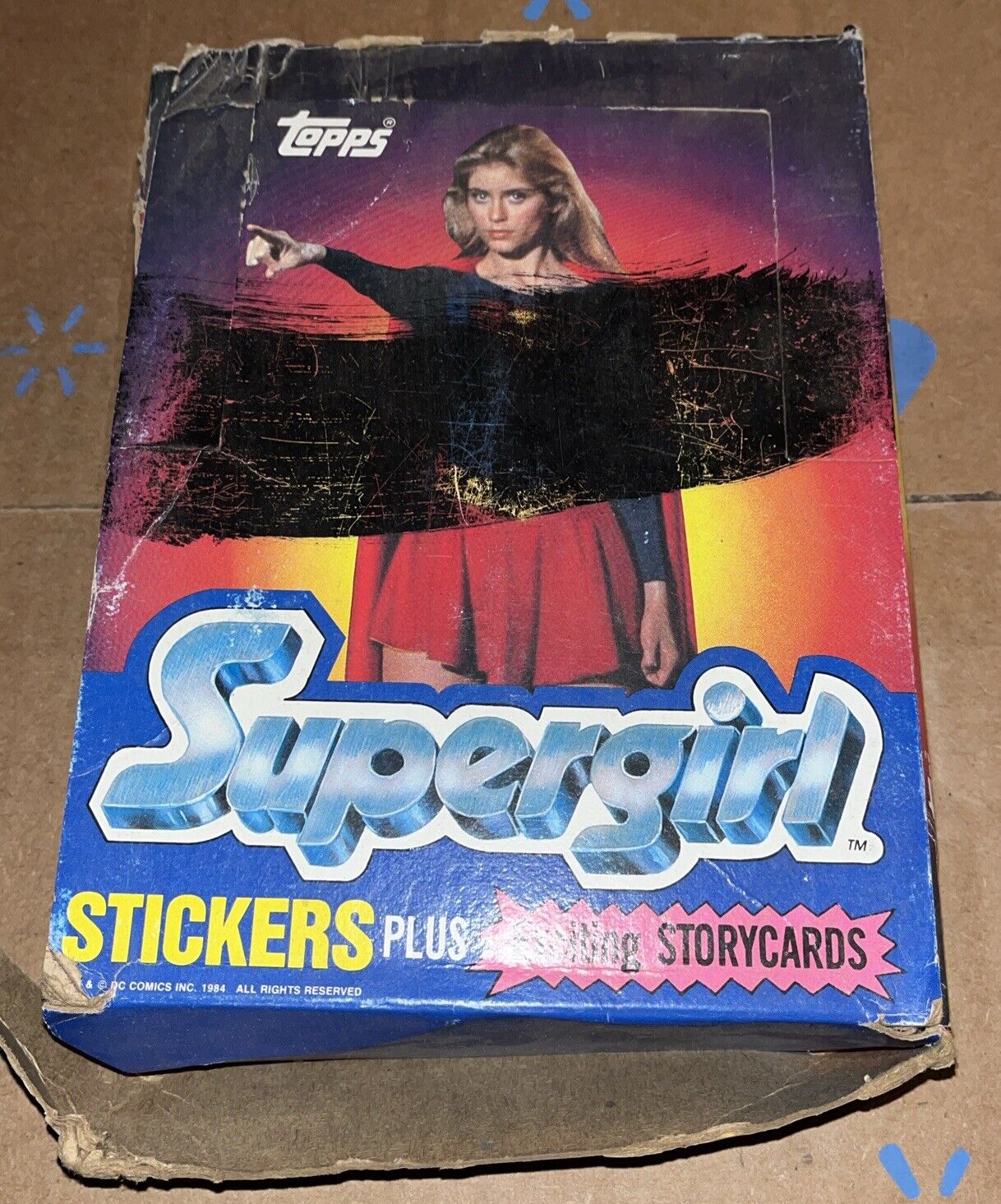1984 Topps Supergirl Trading Sticker Storycards Box w/ 34 Sealed Packs 2 Open