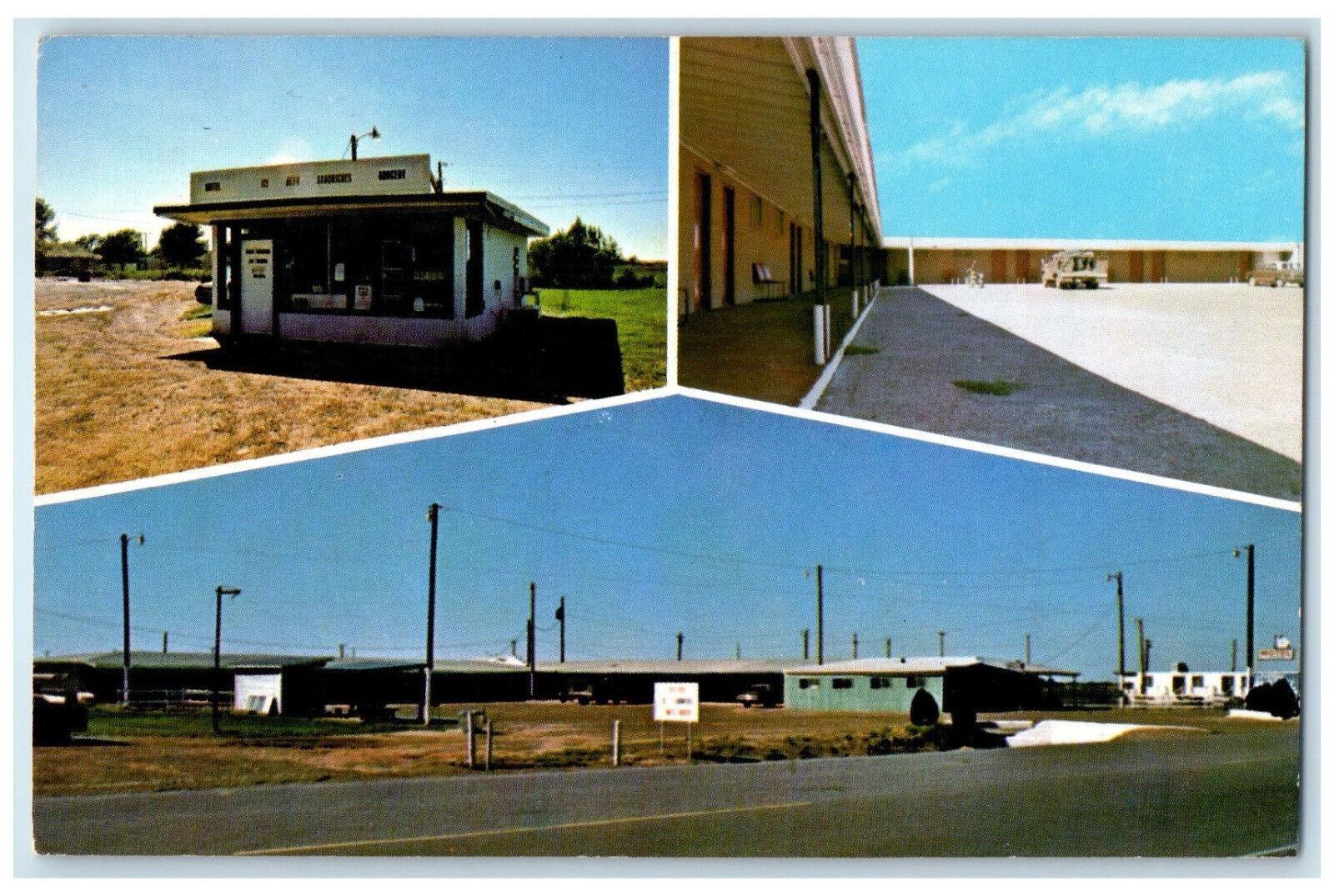 c1960's Laverne Motel Grocery Laverne Oklahoma OK Multiview Unposted Postcard