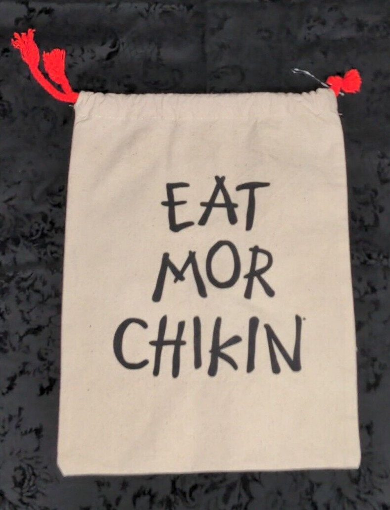 Chick-fil-A CFA Eat Mor Chikin Drawstring Cotton Beach Lunch Bag Tote Sack