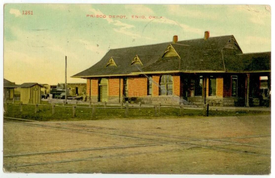 c1908 Enid Oklahoma Frisco railroad Depot