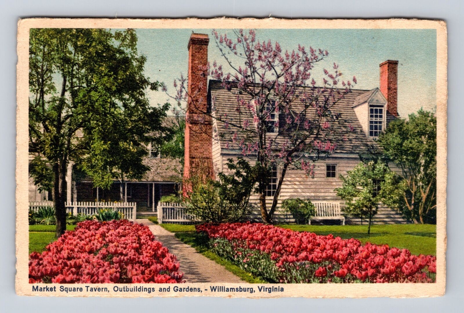 Williamsburg VA- Virginia, Market Square Tavern, Antique, Vintage c1951 Postcard