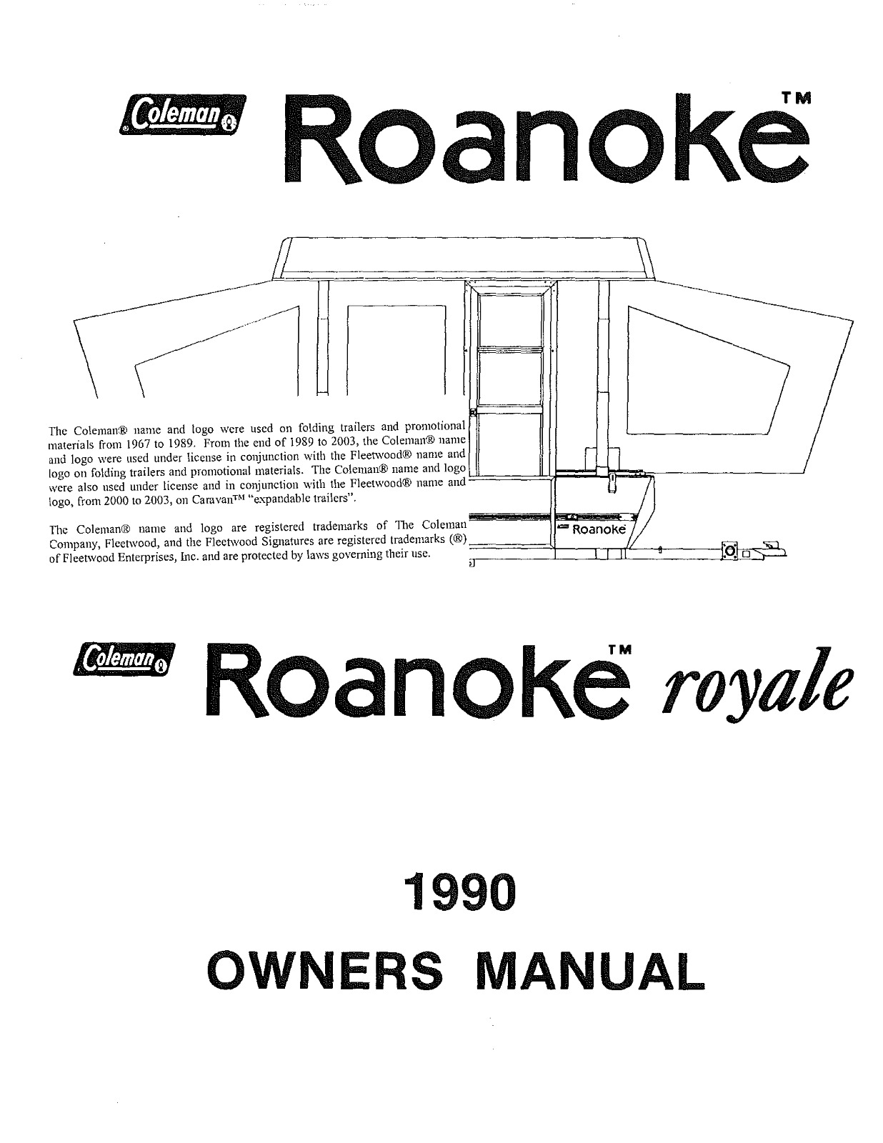 1990 COLEMAN Owners Manual Roanoke & Royale Coil Bound