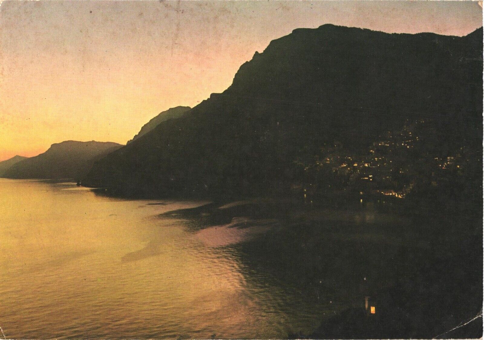 Beautiful View of Positano At Sunset, Village In Italy Postcard