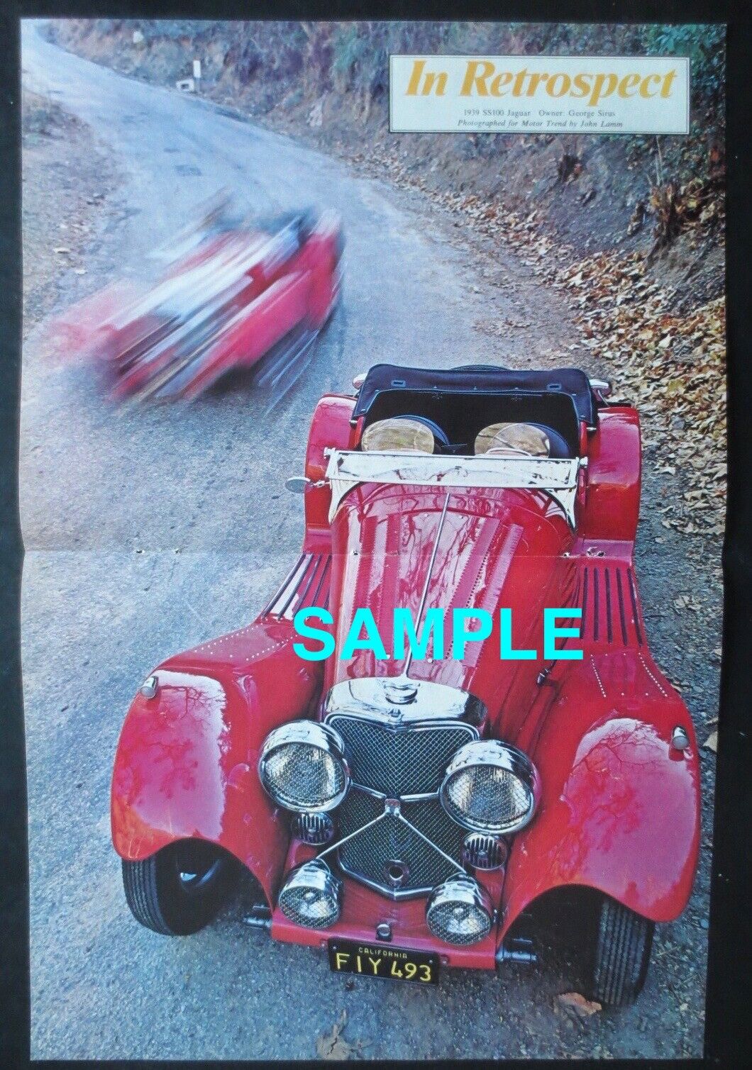 Vintage 1939 Jaguar SS100 Color Magazine Photo & Four Page Article Review 