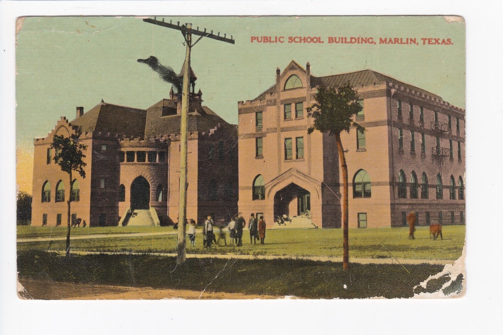 Public School Building Marlin Texas Divided Back Postcard
