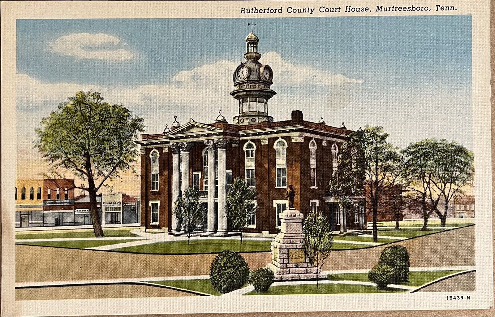 Murfreesboro Tennessee Rutherford County Court House Vintage Postcard c1940