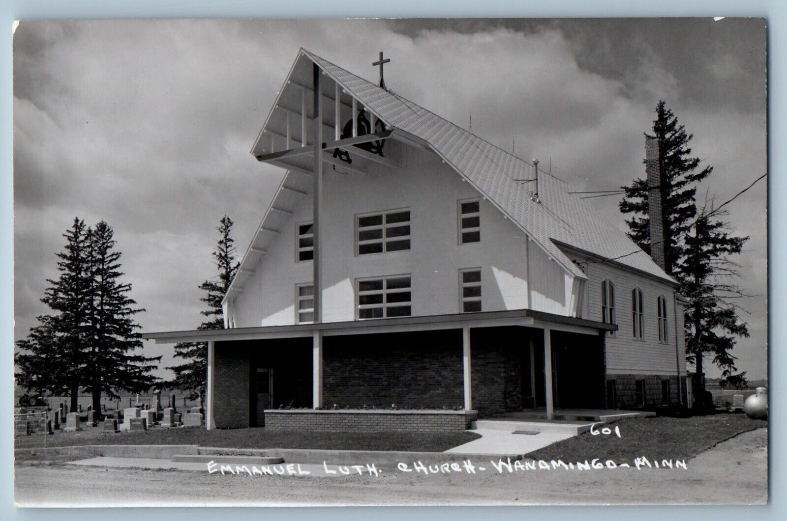 Wanamingo Minnesota MN Postcard RPPC Photo Emmanuel Lutheran Church c1950\'s
