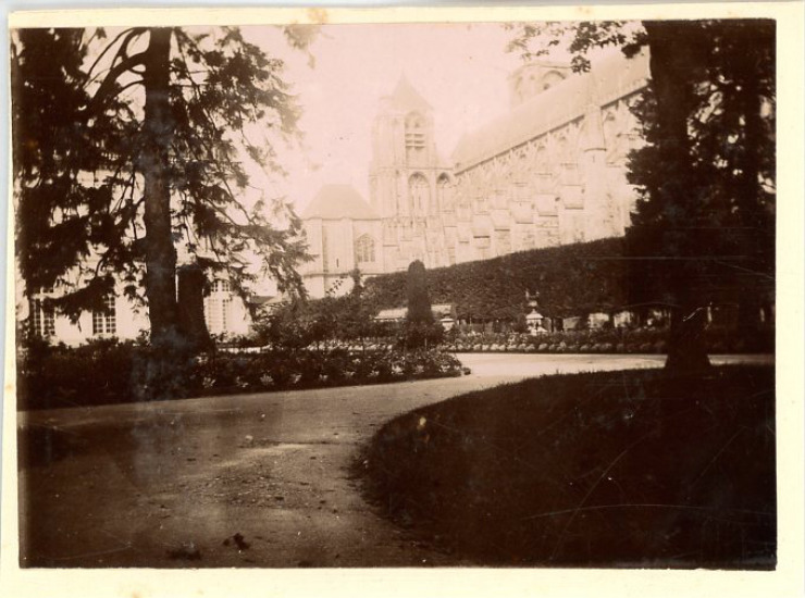 France, Bourges, Cathedral Saint-Étienne de Bourges vintage citrate print. Vint
