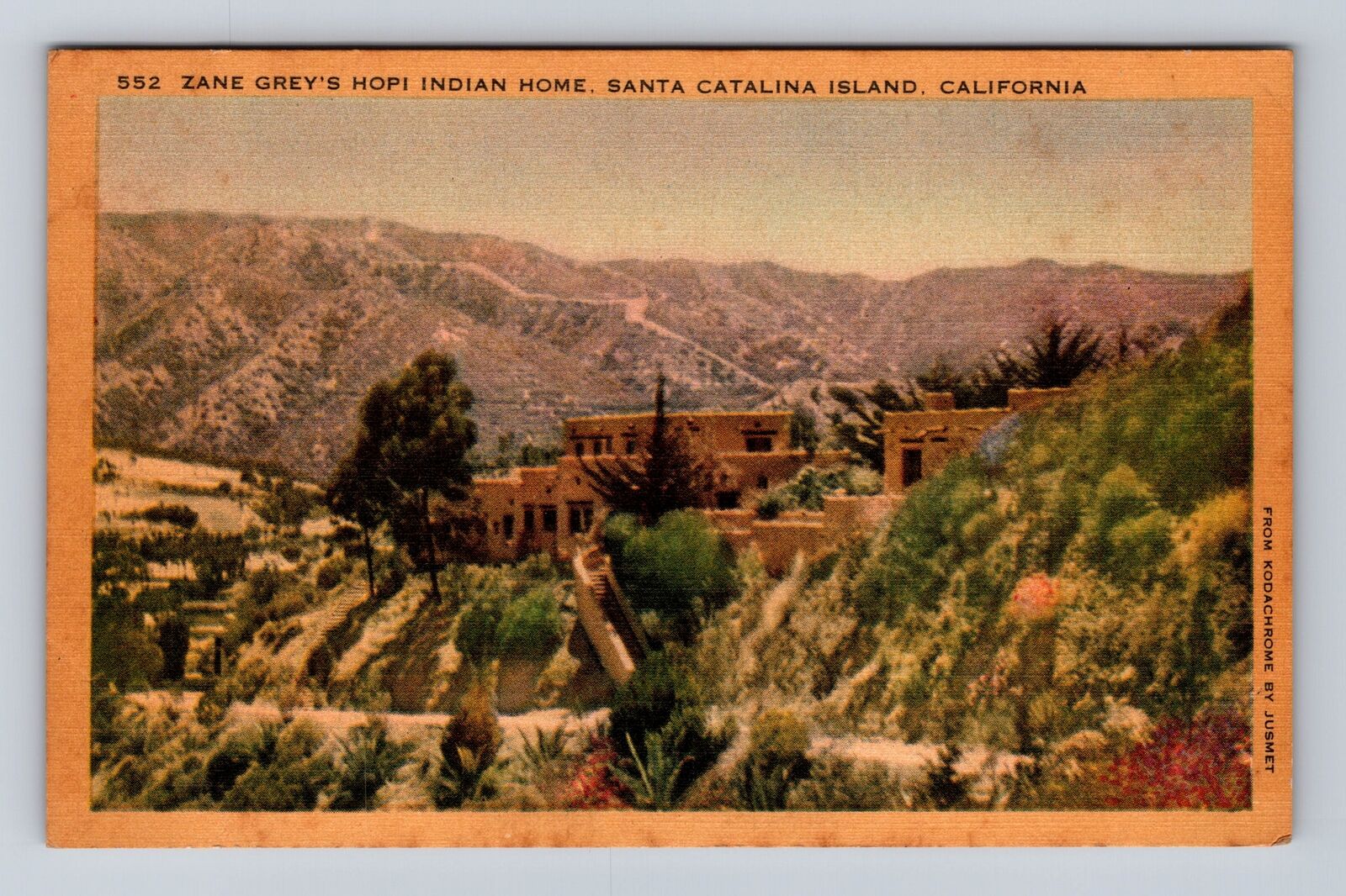 Santa Catalina Island CA-California, Zane Greys Hopi Home, Vintage Postcard