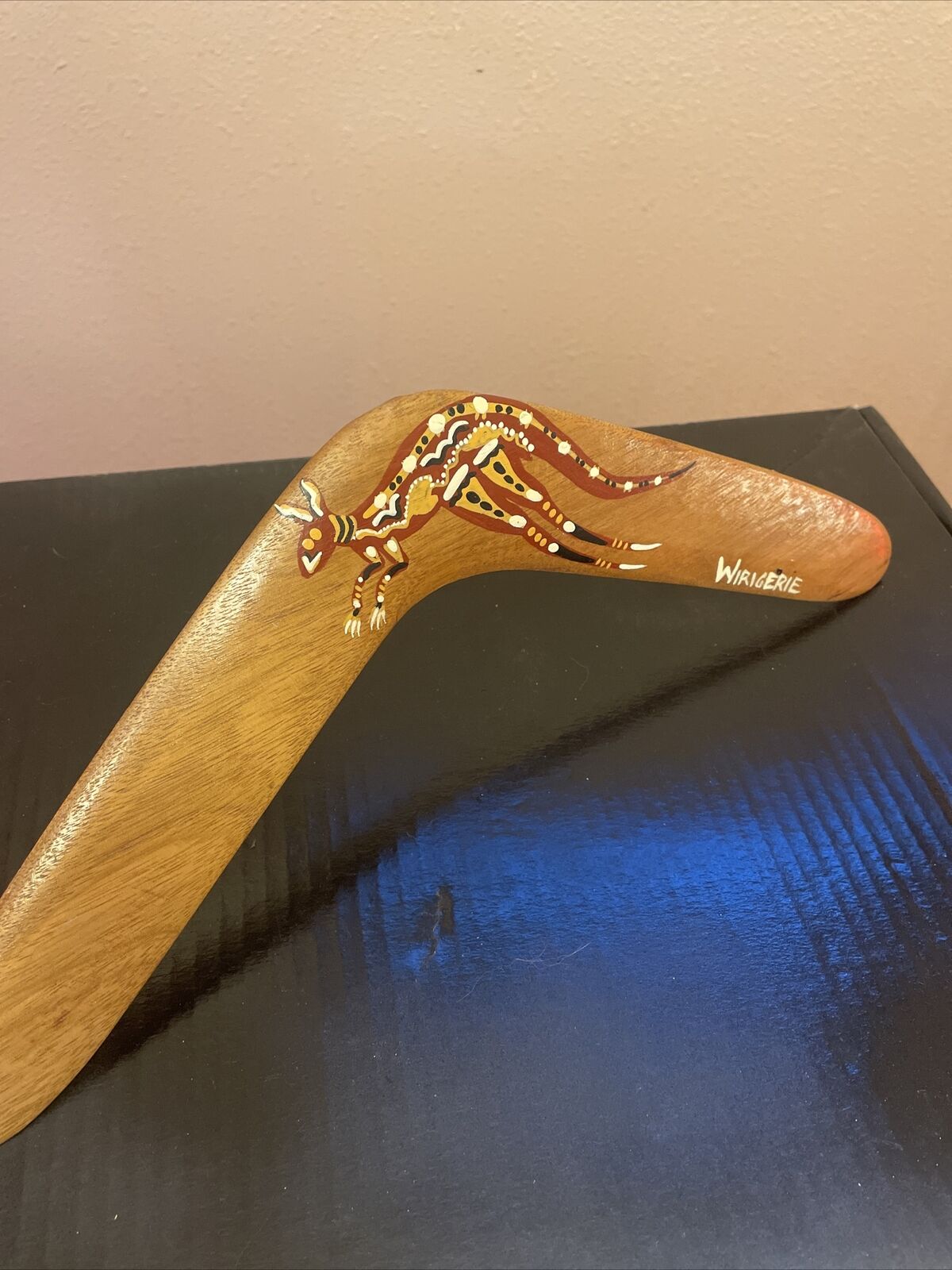 Boomerang, Traditional Aboriginal Style, Art, hand painted signed Wirigerie.