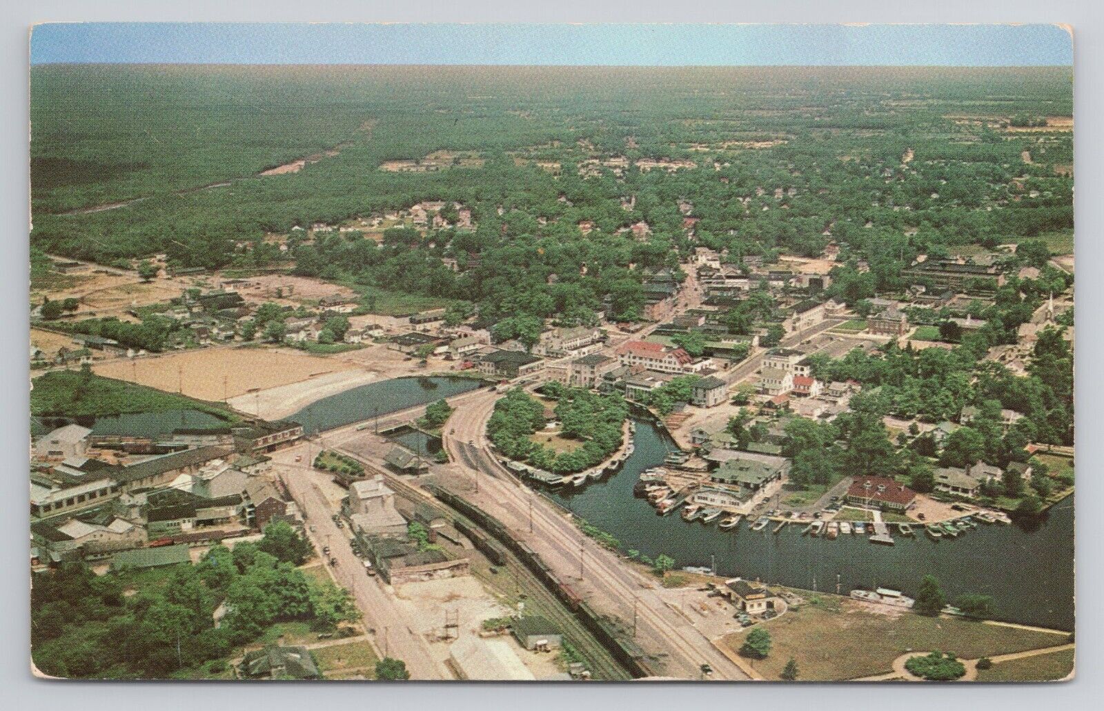 Postcard Aerial View of Toms River New Jersey 1958