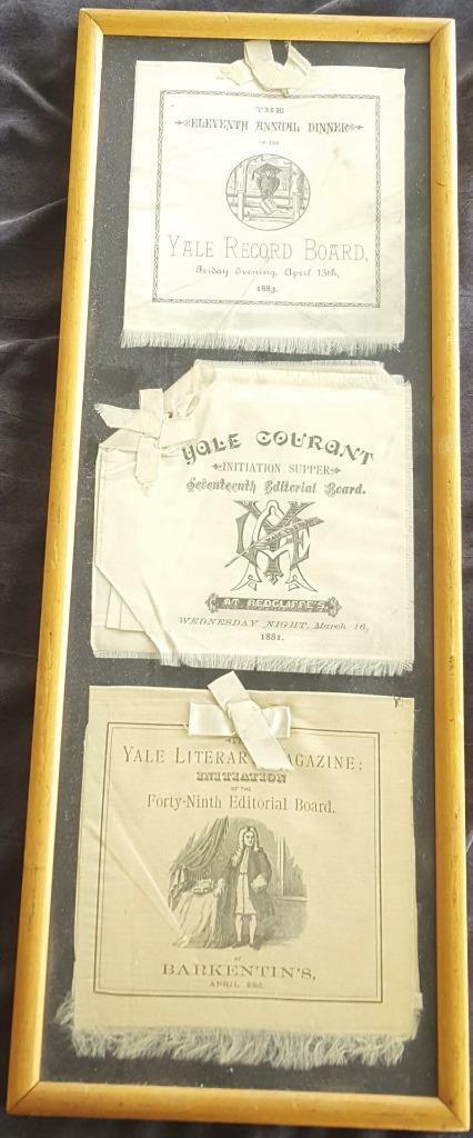 Framed Collection of Antique Yale Editorial Board Dinner Invitations - 1880\'s