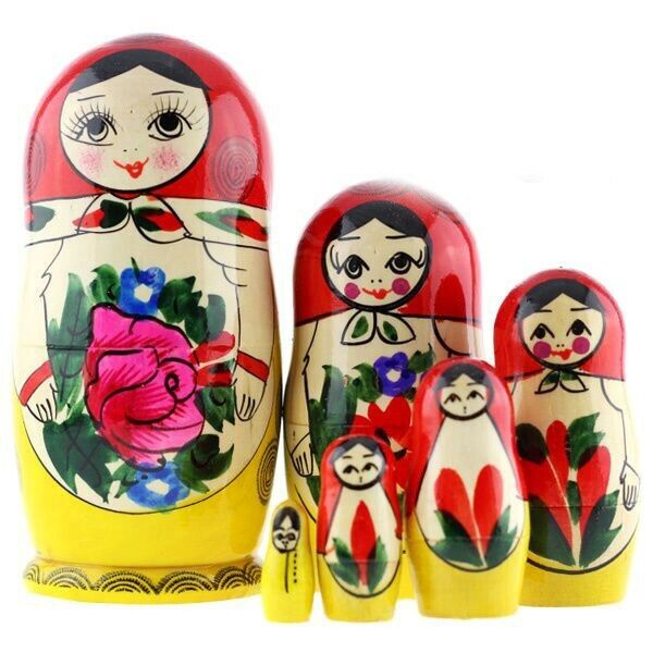 Russian Traditional Semyonovskaya Nesting Doll Matryoshka 6 Pcs, Height 5.8\'\'