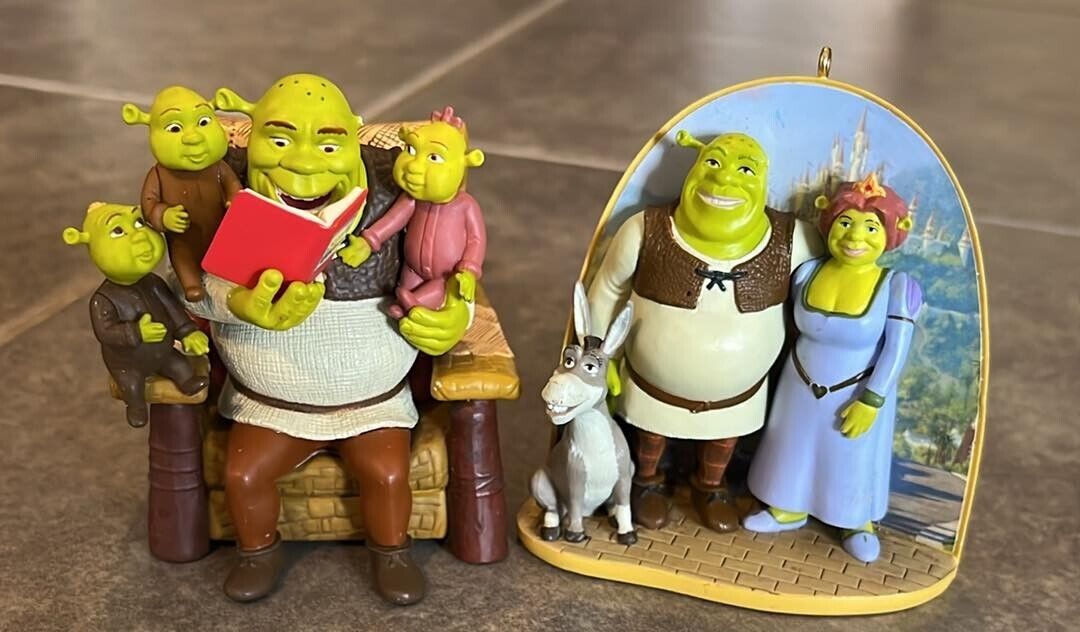 Hallmark Keepsake Shrek And Princess Fiona Ornament and Shrek With Family 2