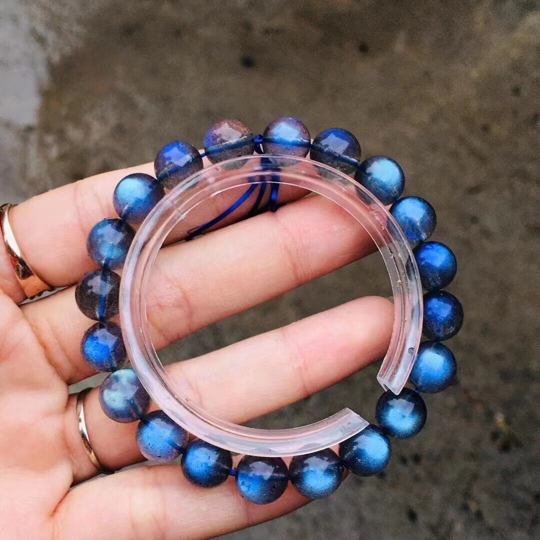 Natural Strong Rainbow Light Ice Labradorite Crystal Beads Bracelet 10mm AAAAA