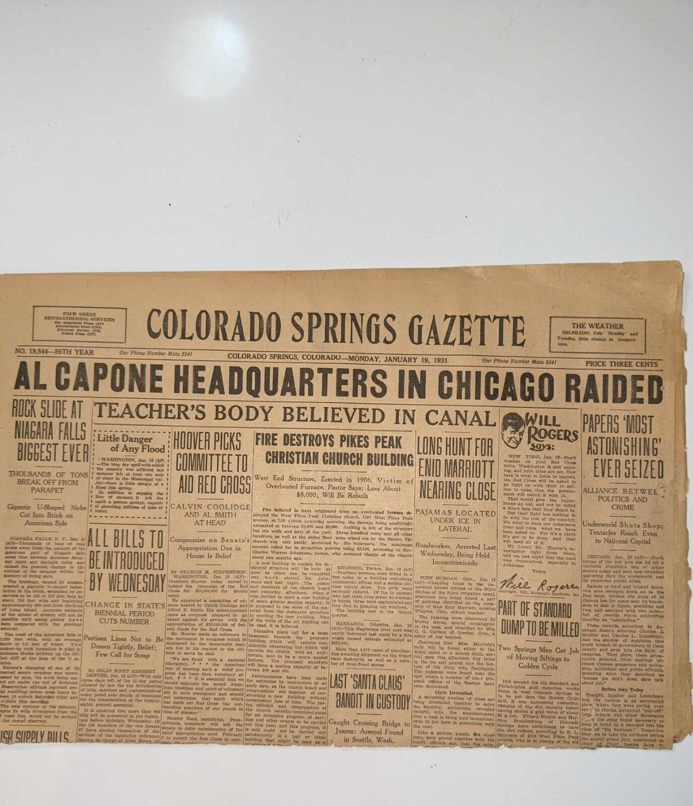 Old Newspaper: 1931 Al Capone...Raided