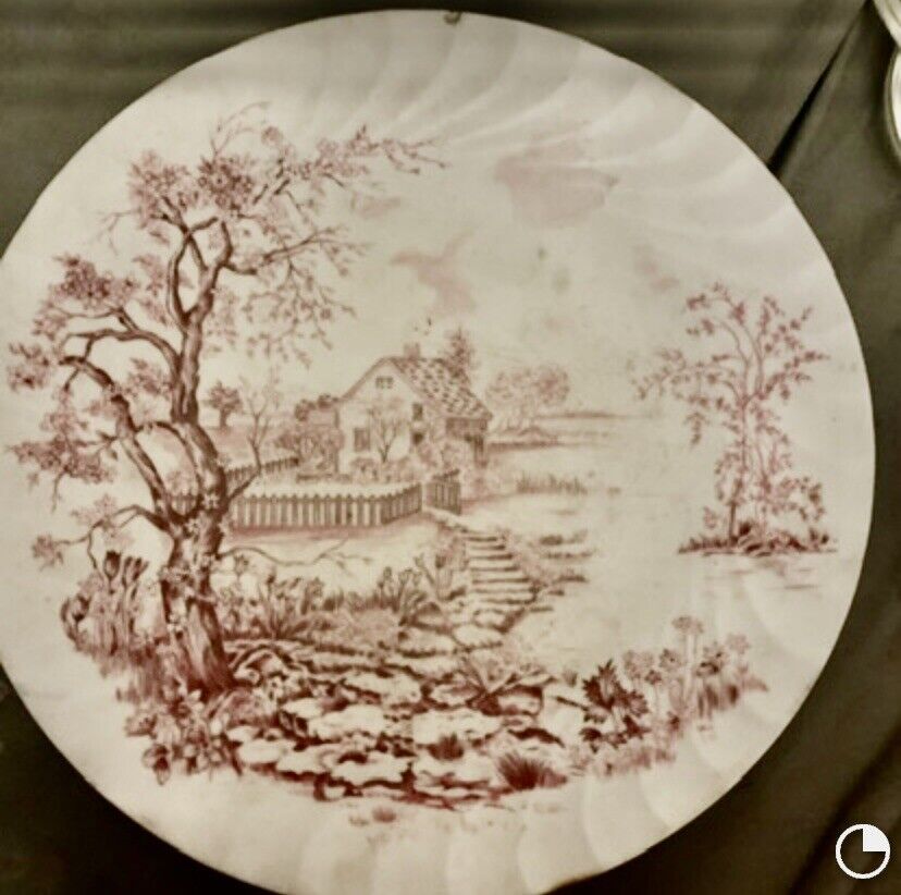 Vintage Melamine White/pink Plate