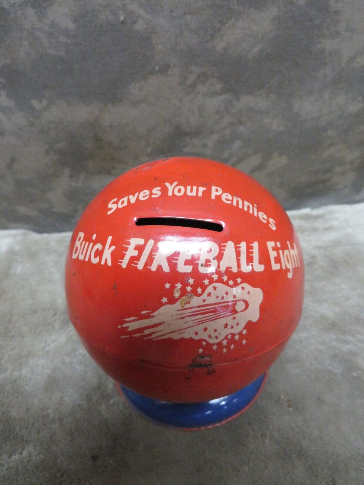 Vtg Auto Advertising Best Buick Yet Fireball Eight Coin Bank Saves Your Pennies