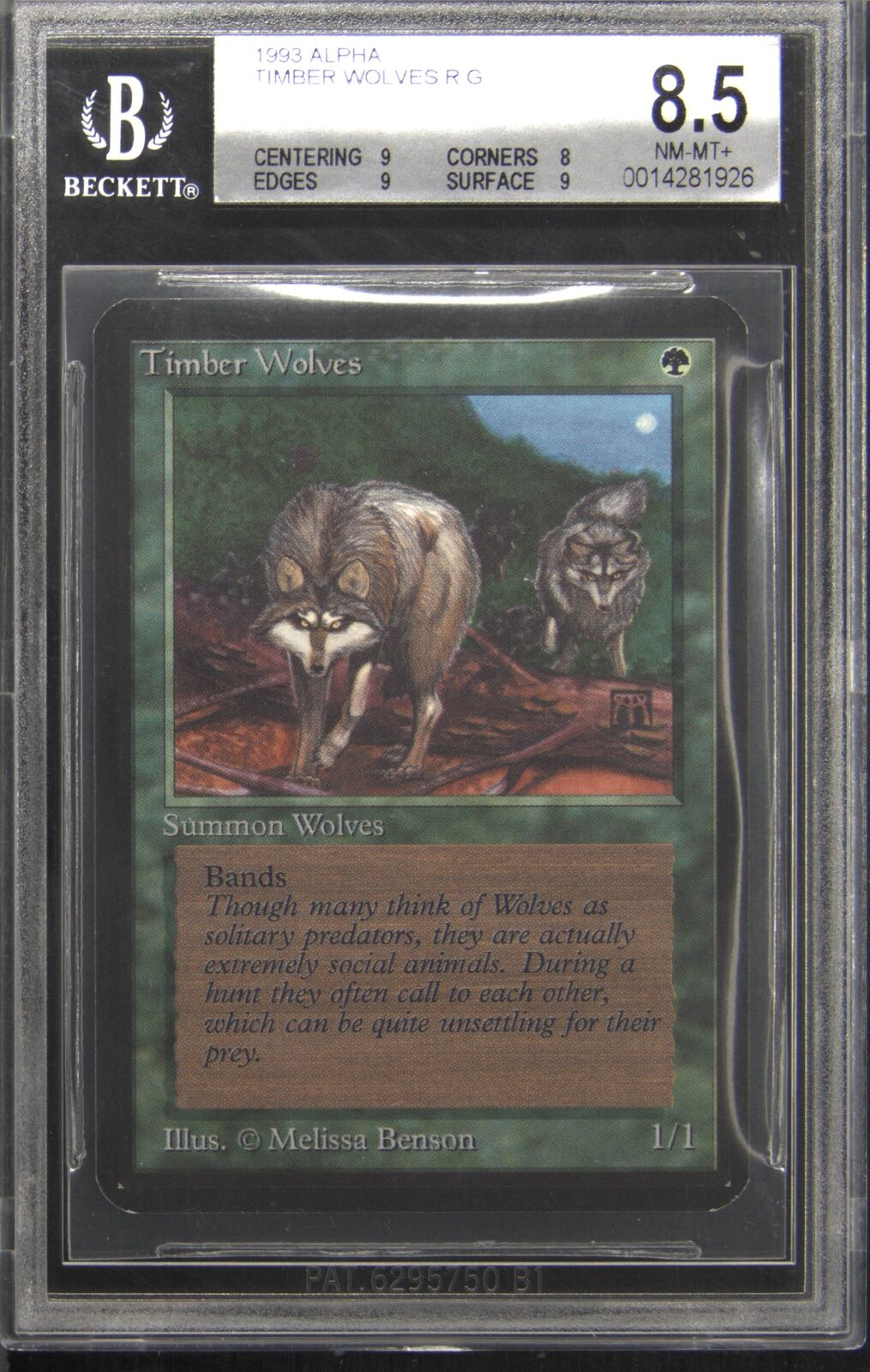 1993 Alpha Timber Wolves Rare Magic: The Gathering Card BGS 8.5