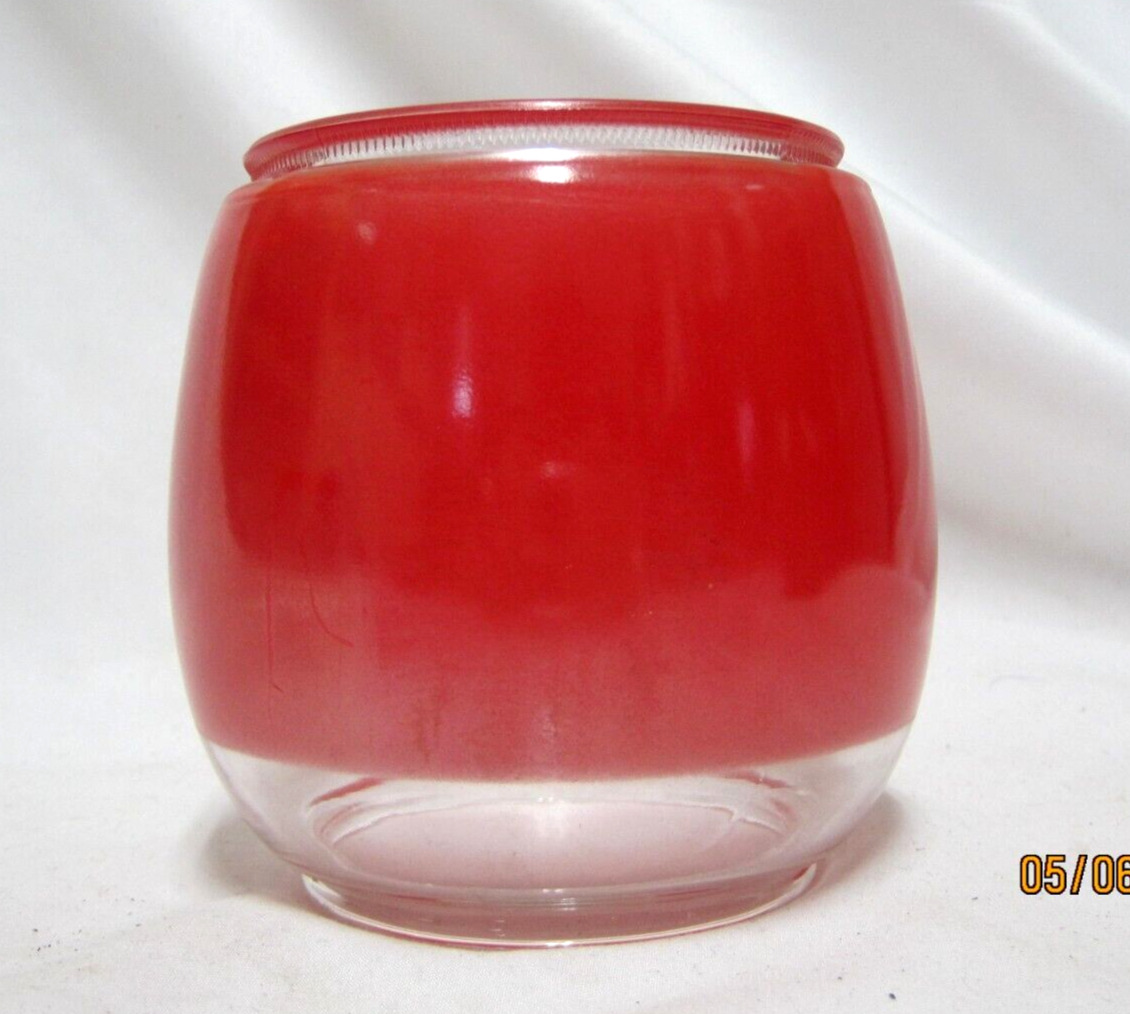 Vintage Round Red & Clear Glass Light Lamp Fixture Shade Cover