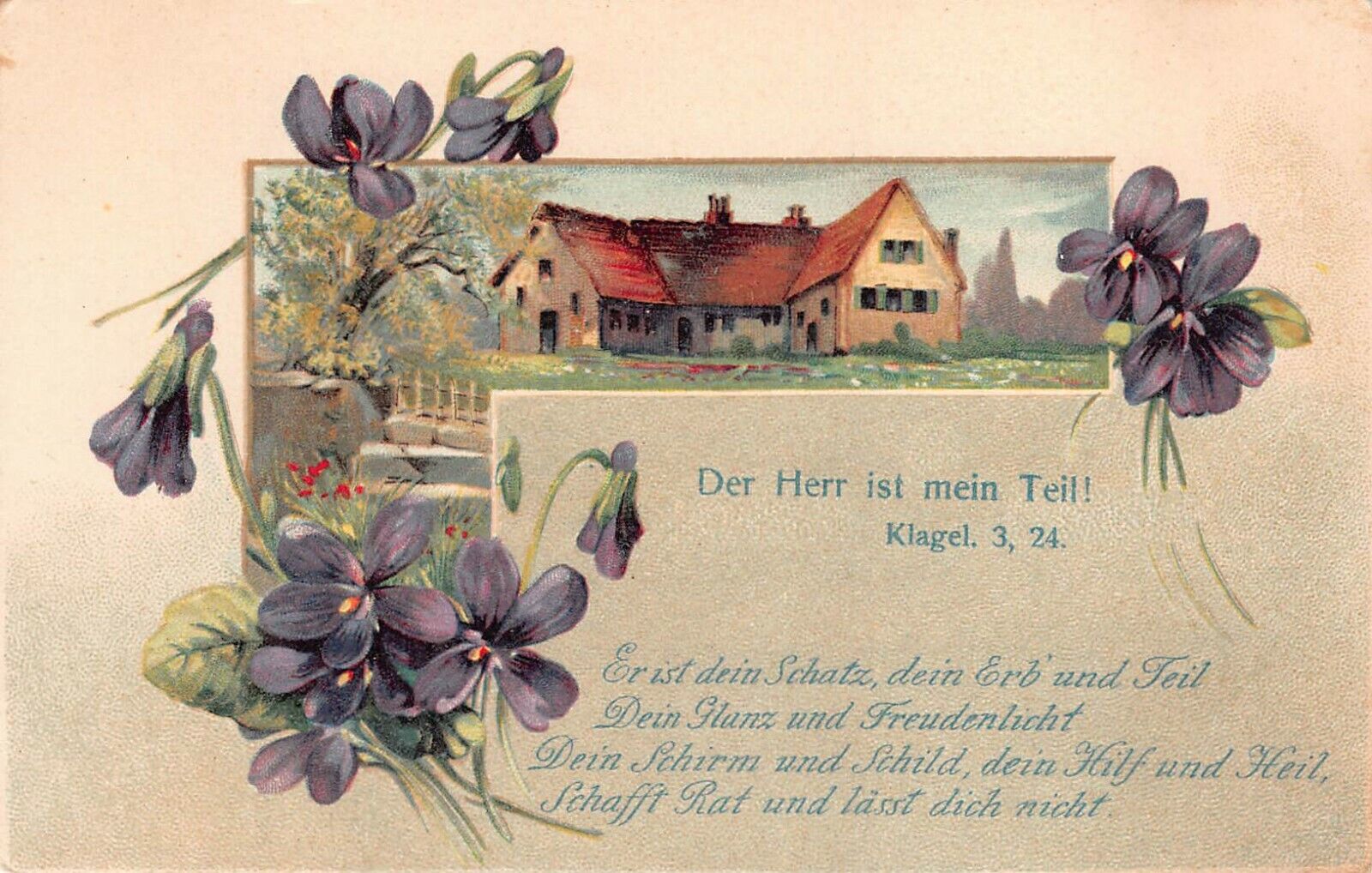 Antique Postcard Germany Early 1900\'s  Village House with Flowers