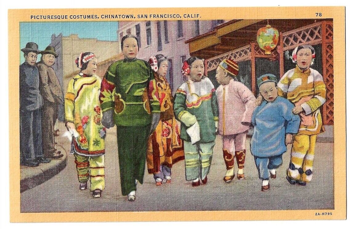 San Francisco Chinatown c1930\'s Chinese Children, Woman in native clothes, men