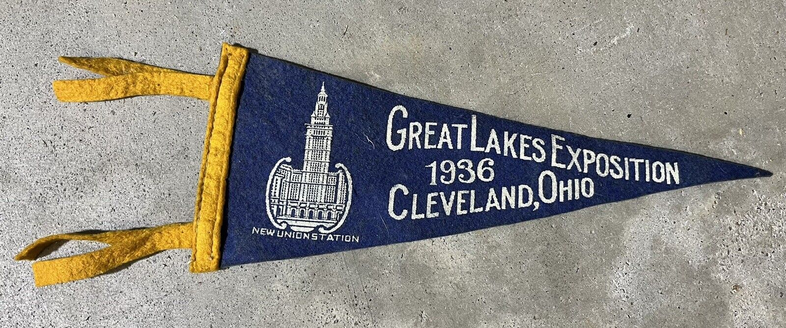 Extremely Rare 1936 Great Lakes Exposition Fair Felt Pennant Cleveland Ohio OH