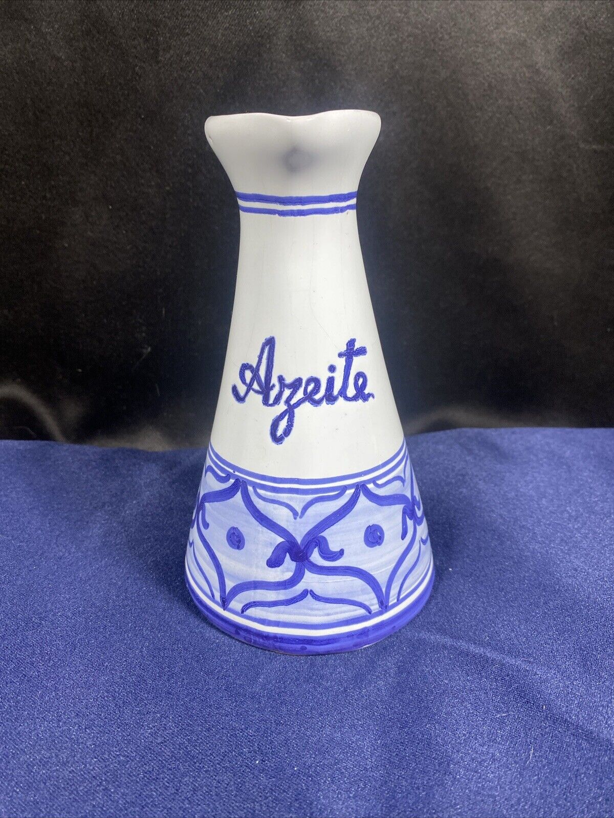 Vtg Blue & White Pottery Decanter  Sao MIGUEL AZORES  Ceramica C. Vieira RARE
