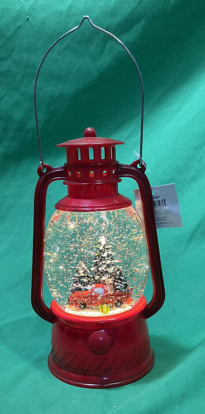 GC Gift Craft Christmas Trees & Santa Truck Lighted Water Lantern, 8 inches,red