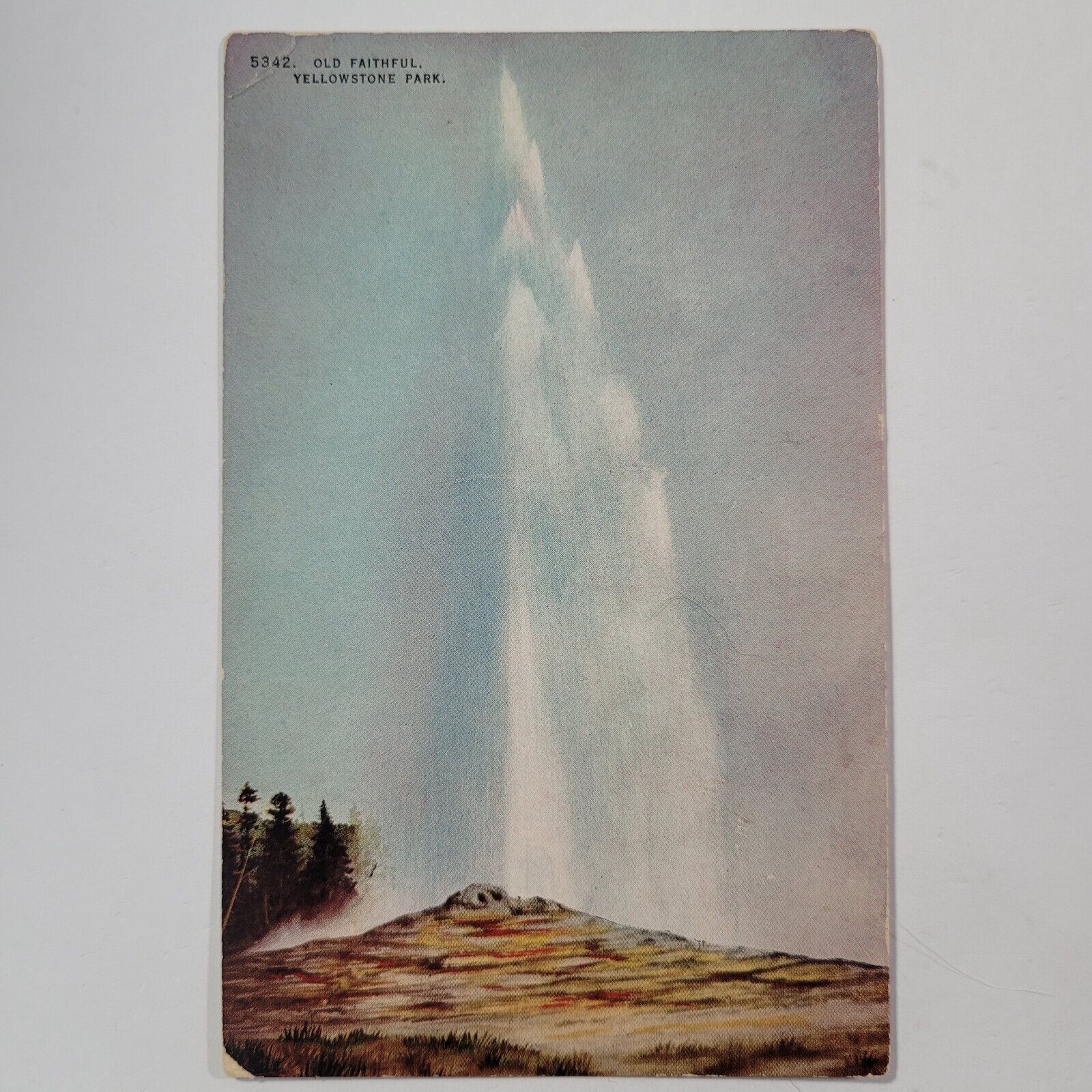 Yellowstone Park WY Wyoming Old Faithful Antique Vintage Postcard