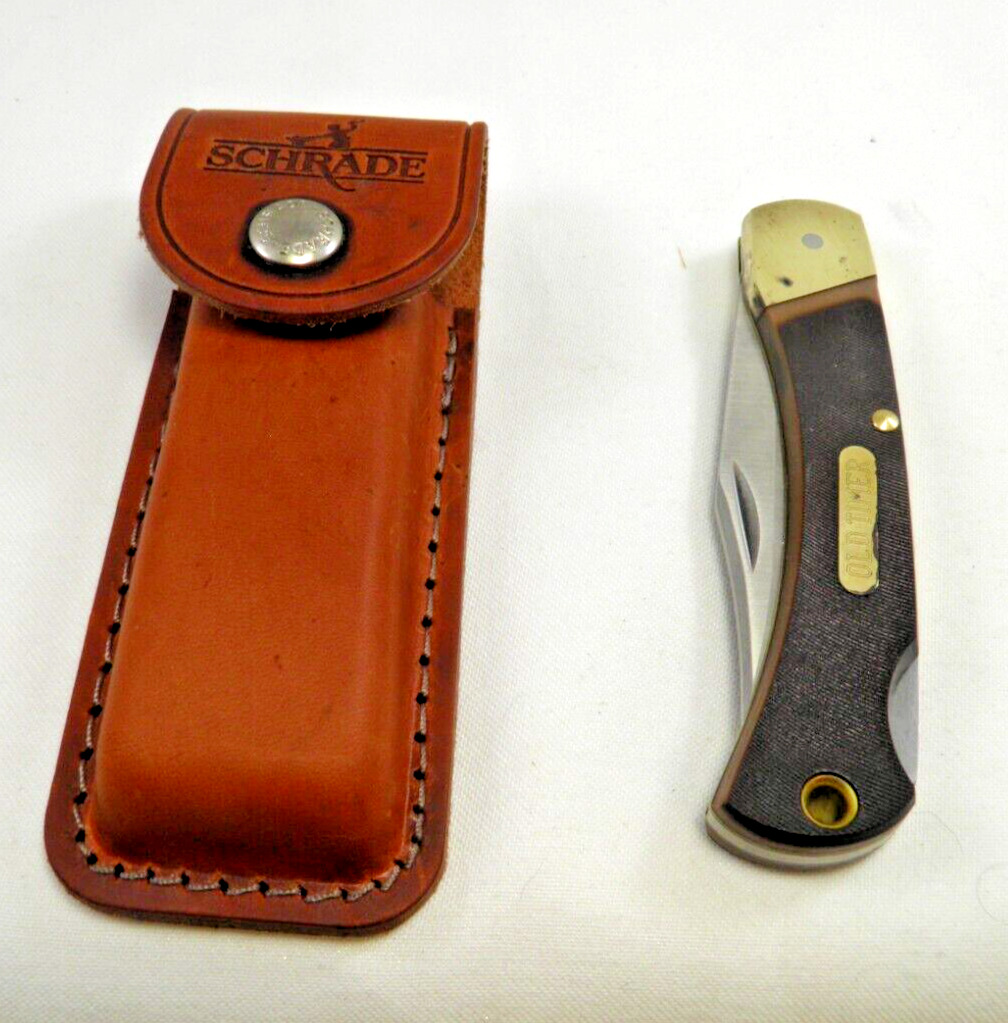 Vintage Schrade+ 6OT Old Timer Leather Sheath 8 5/8 OAL Blade 3 5/8 Delrin Grip