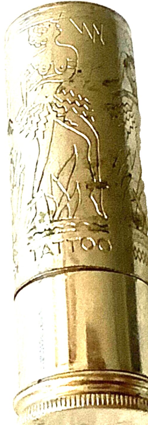 1930s TATTOO’s  Risqué BARE BREASTED EXOTIC HULA GIRLS LIPSTICK TUBE Vintage Old