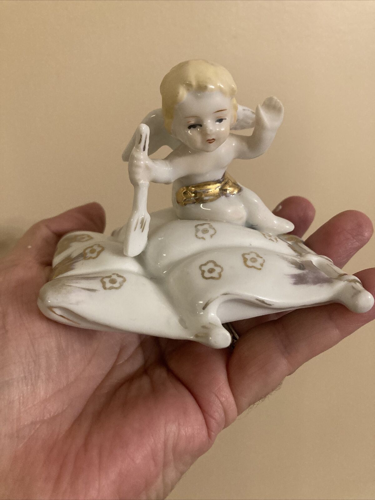 Unique Vintage Angel With Paddle With Magic Carpet (?)