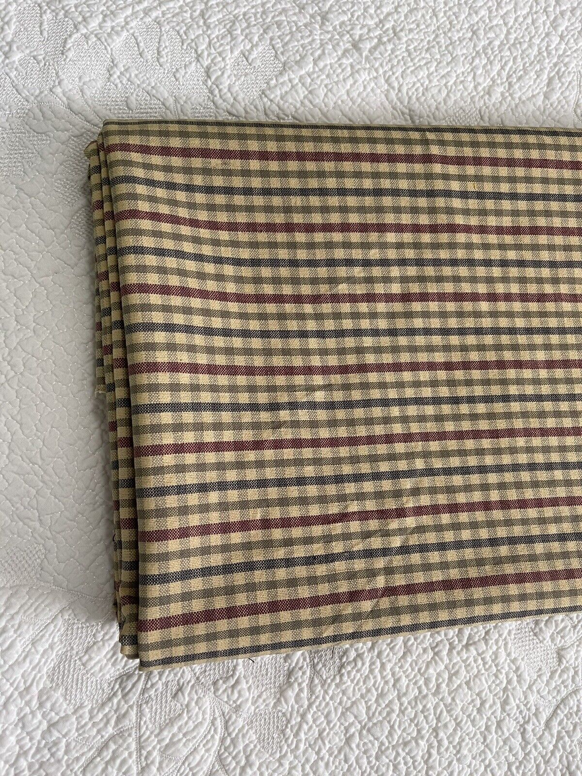 Vintage 1970s Cotton Sewing Fabric Plaid Twill Upholstery 60”x55\