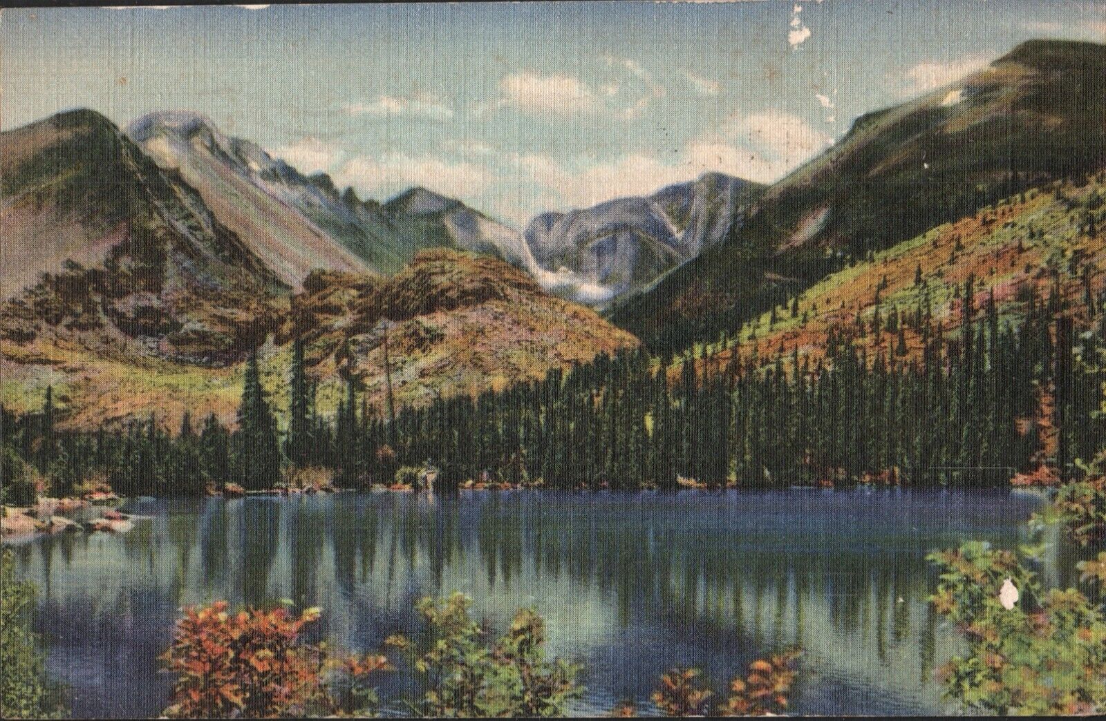 Posted Postcard Linen VTG Bear Lake Rocky MTN Park Colorado