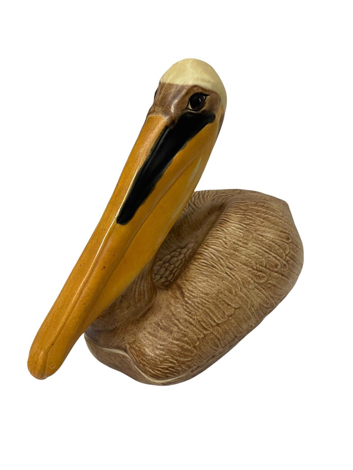 Vintage MCM Bell Ceramics Handpainted Pelican Large Lidded 8” Trinket Figurine