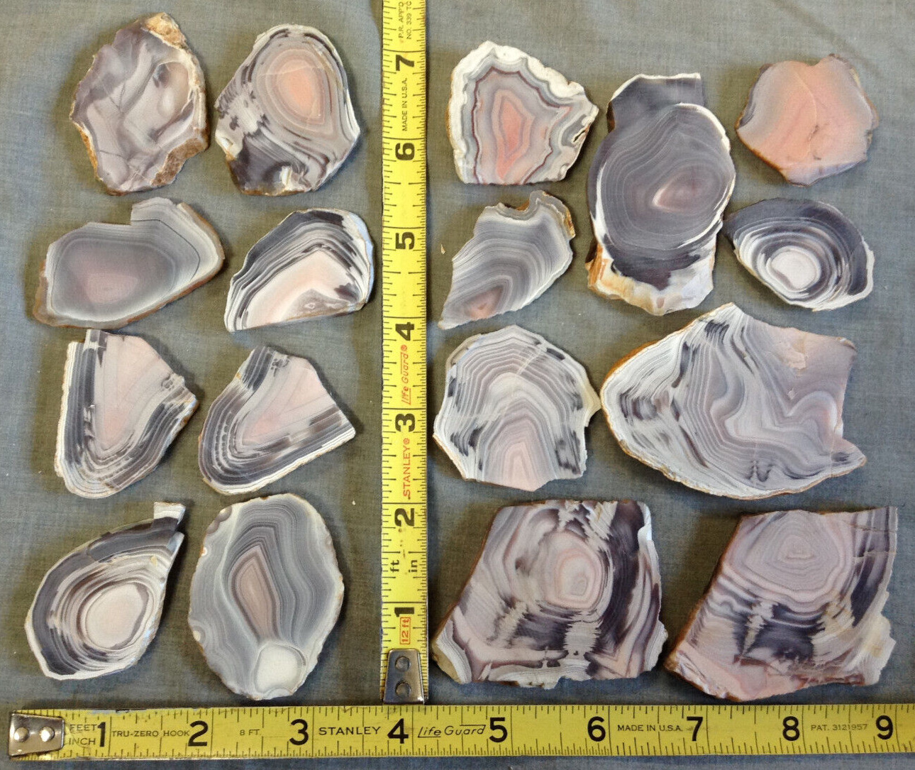 Botswana Agate Slab Lot Of 17 - 370 Grams Lapidary - Some Exceptional Patterns