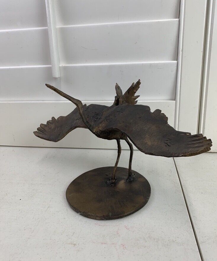 Gary Lawrence Bronze Bird Crane  Art Sculptures Signed