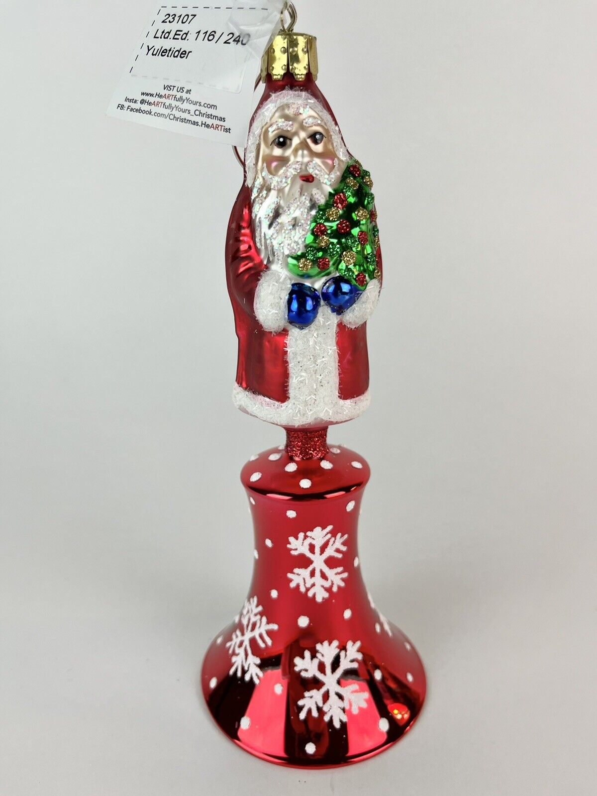 Heartfully Yours Radko YULETIDER 23107 Santa Bell Glass Ornament 116/240 Limited