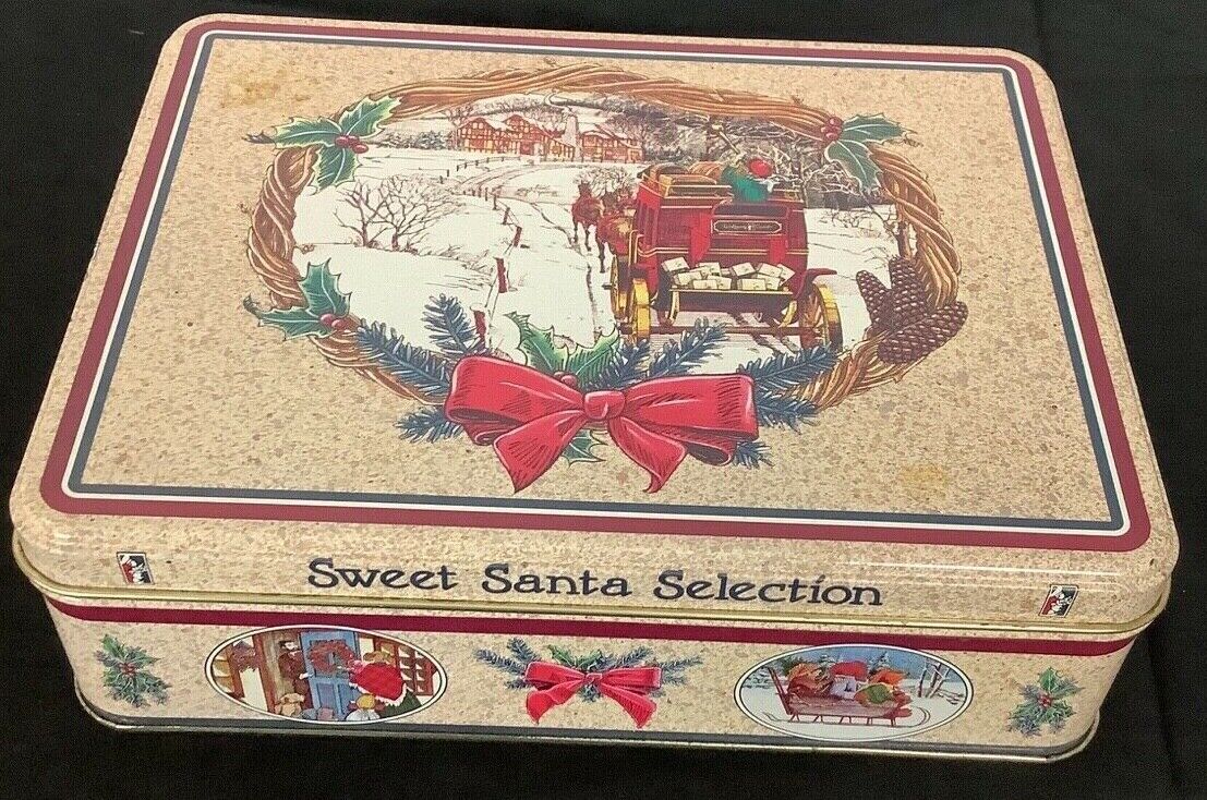 Vintage Wolfgang Candy Tin Home For The Holidays Sweet Santa Selection
