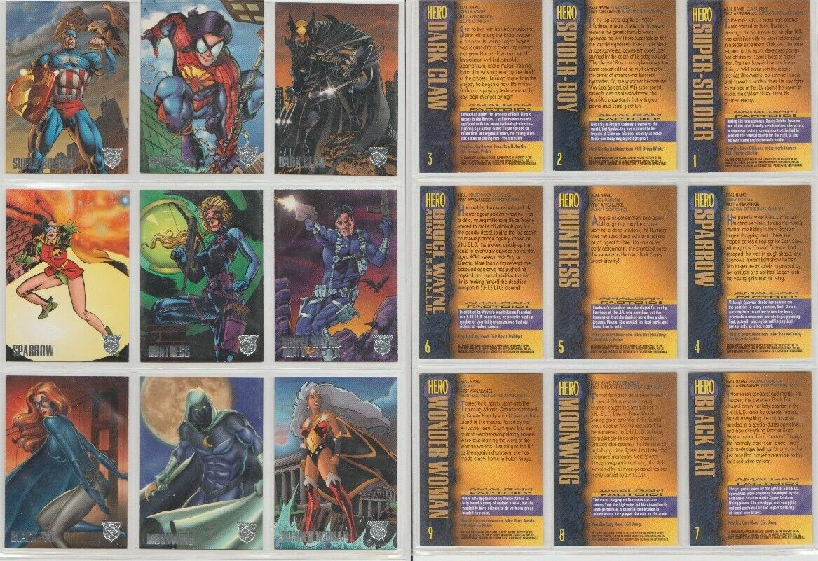 1996 Fleer/SkyBox-Marvel/DC Comics Amalgam Comics Trading Cards Base set of 90