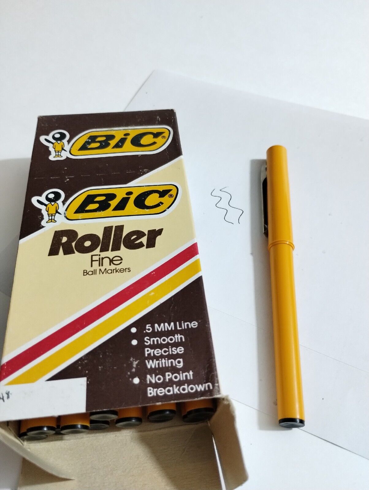12 Vintage Black BIC ROLLOR Fine Pen Markers 1984 TESTED