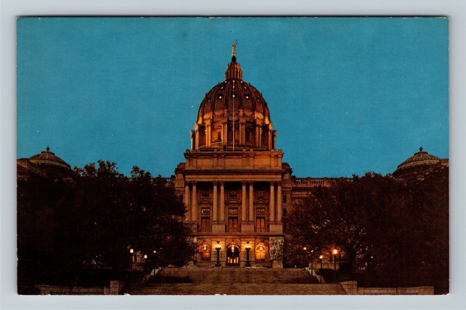 Harrisburg, PA-Pennsylvania, Capitol Building @ Night, Vintage Postcard
