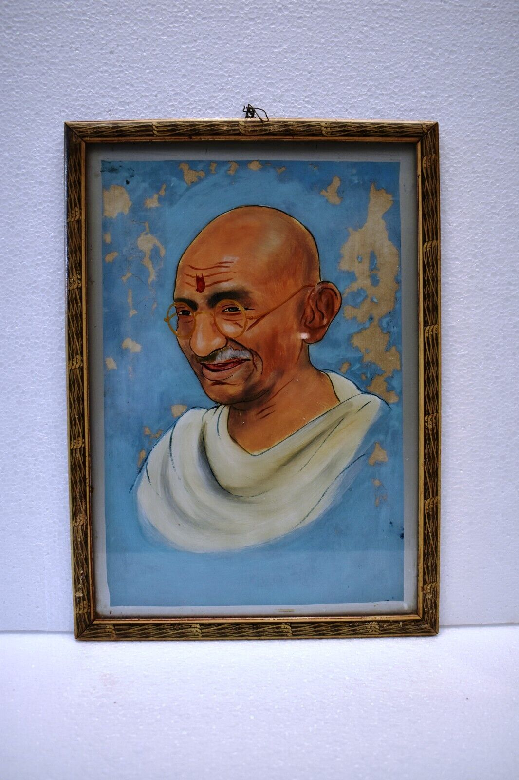 Vintage Mahatma Gandhi Painting On Glass Indian Freedom Fighter Glass Painting \