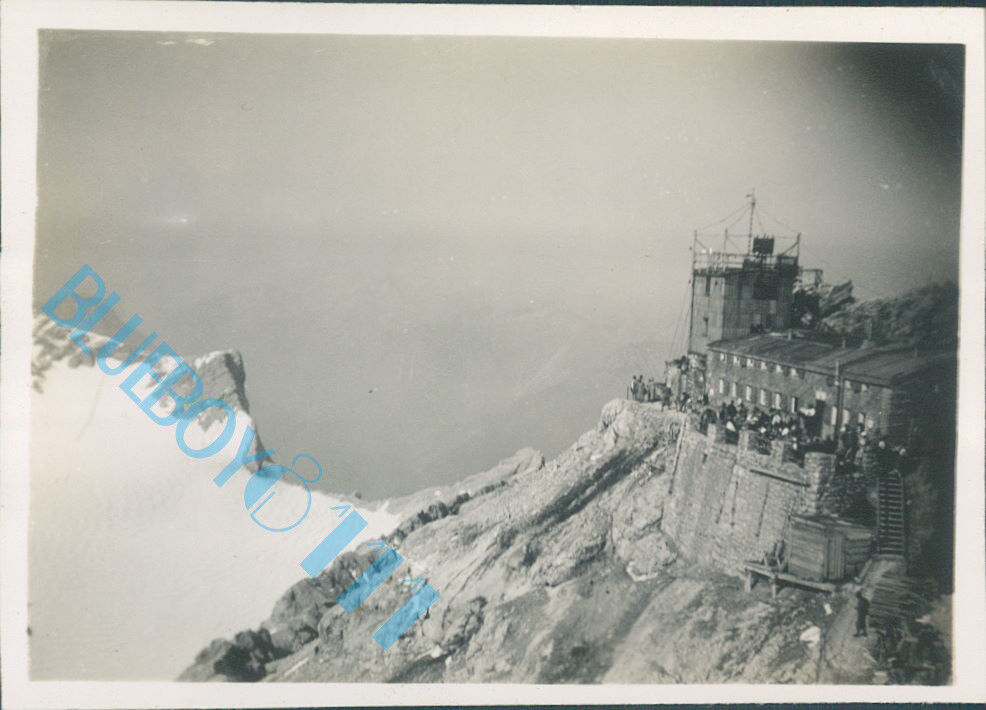 Cabin at top of  Zugspitze Germany  in 1936 3.25 x 2.25 inch original photo v2