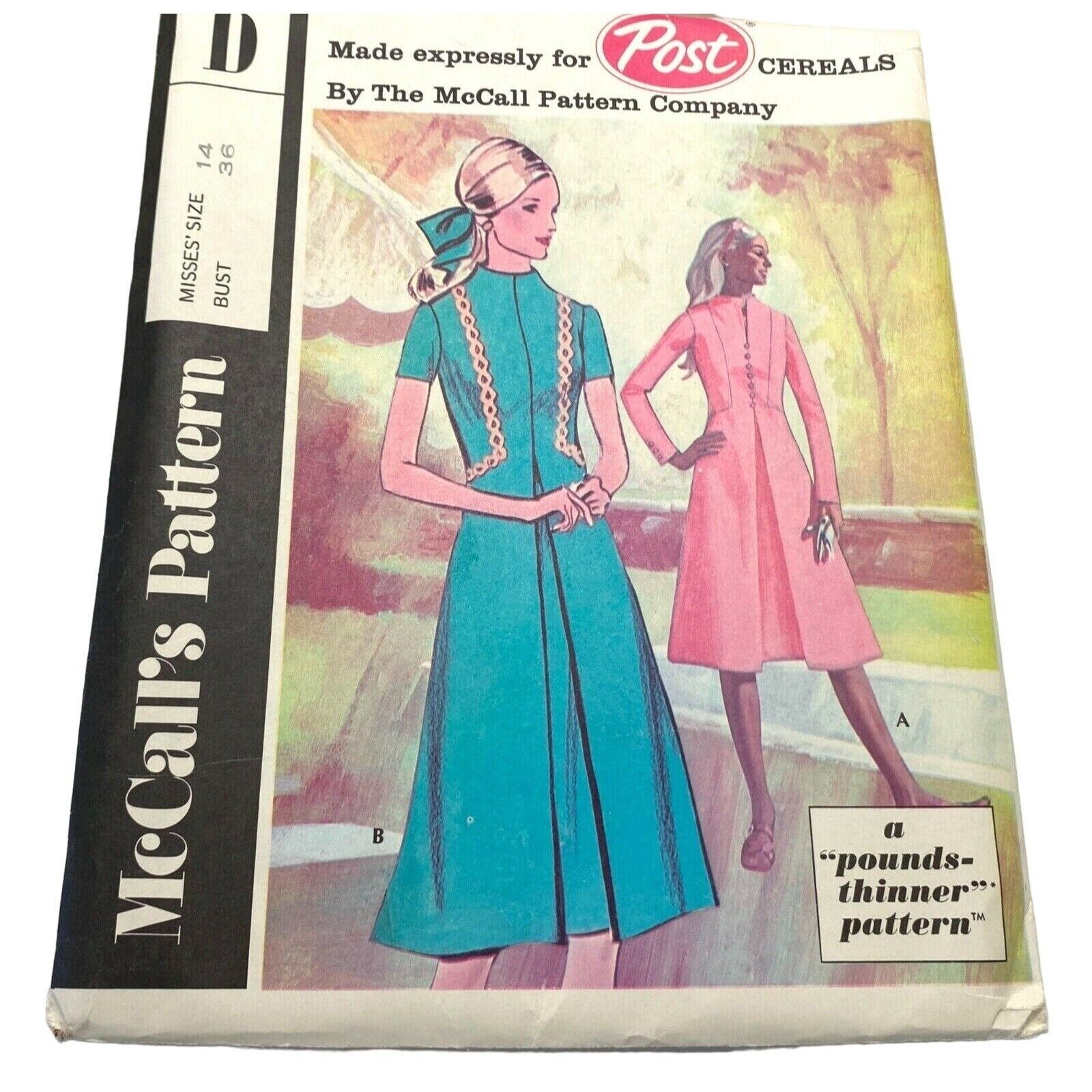 McCalls 2755 Dress Pattern D Version Size 14 Uncut Vintage 1970s Pounds Thinner