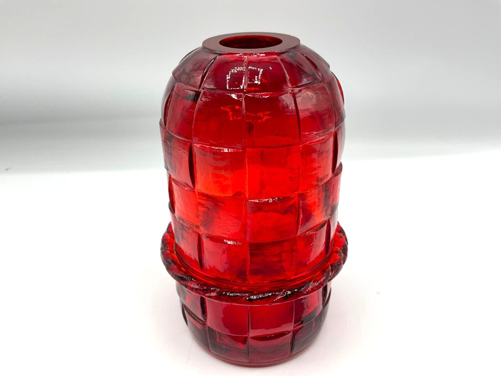 VTG VIKING GLASS FAIRY LIGHT GEORGIAN HONEYCOMB RUBY RED VOTIVE GLOWS