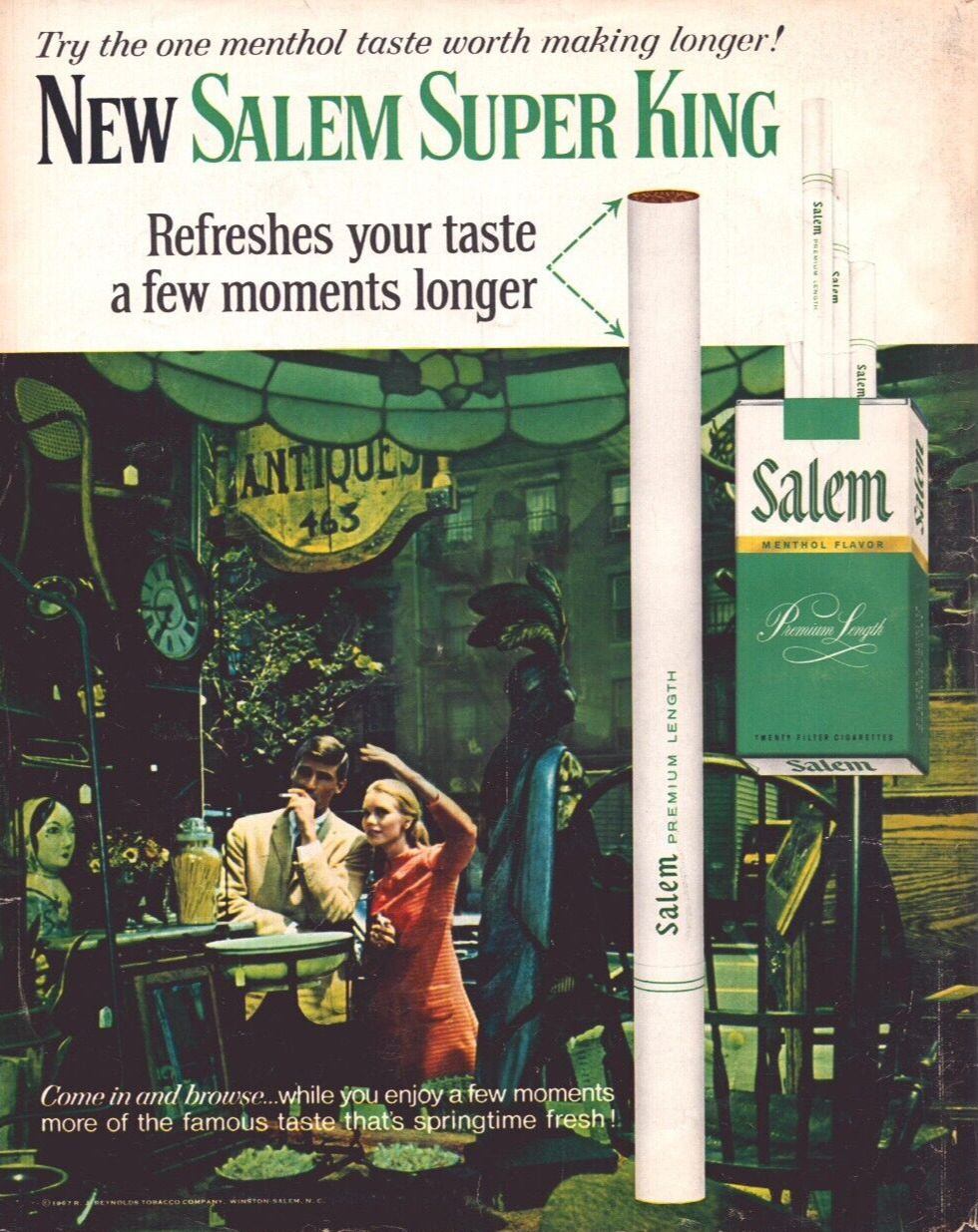 1932 Salem Super King Menthol Cigarettes Print Ad Antiques Shopping